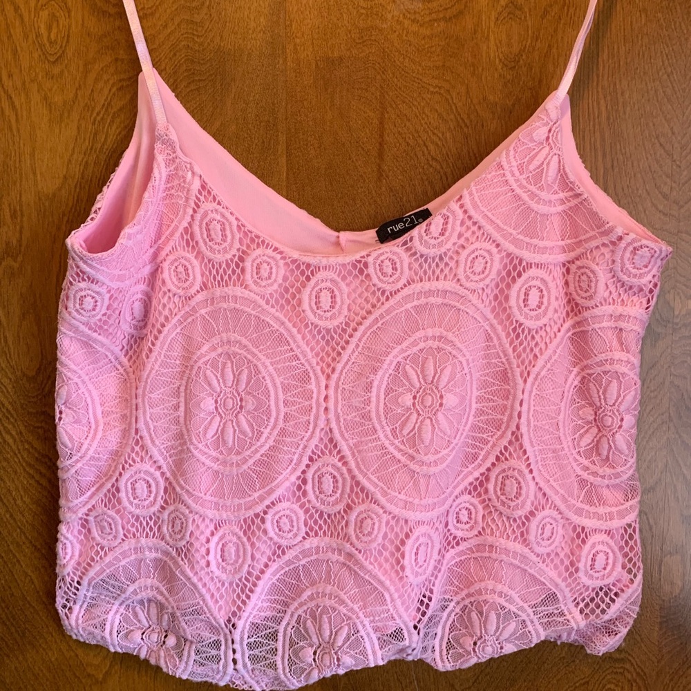 Pink Lace Crop Top